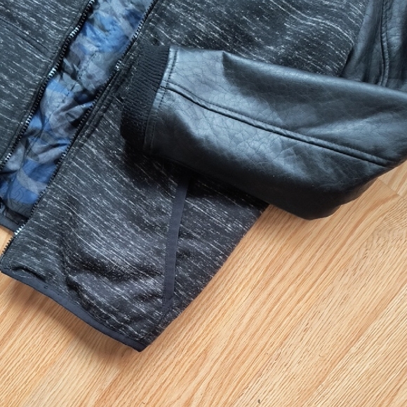 Kids Urban Republic Black and Gray Hooded Bomber Jacket - Picture 2 of 10